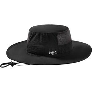 Unisex Black 100% Nylon Wide Brim Mesh Uv Protection With Chin Strap Cowboy Hat
